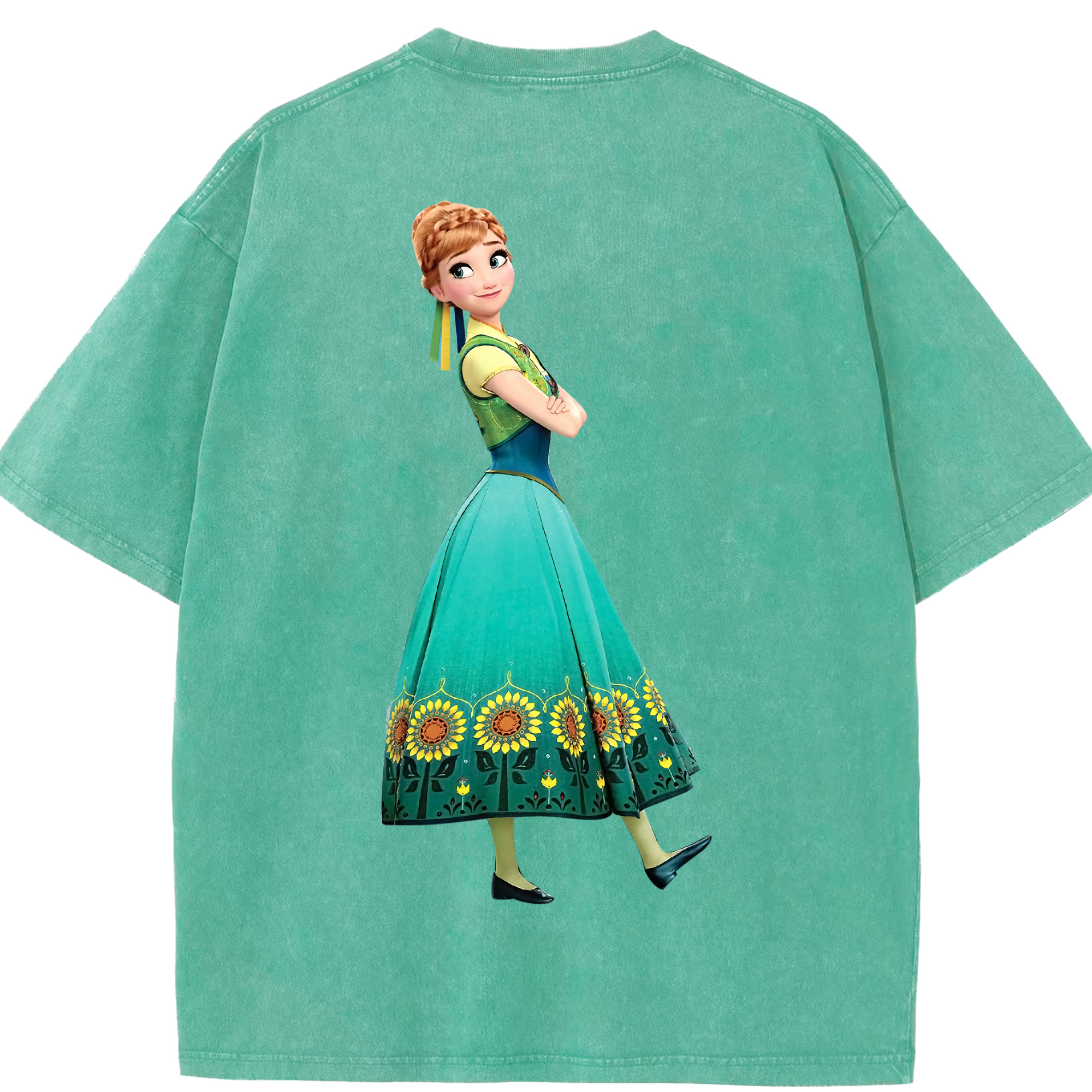 （画像用） アナと雪の女王 アンナ エルサ Frozen Anna Elsa 綿100% ヴィンテージ風 半袖Tシャツ（背面プリント）